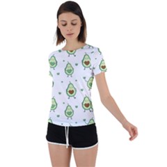 Cute Seamless Pattern With Avocado Lovers Back Circle Cutout Sports Tee