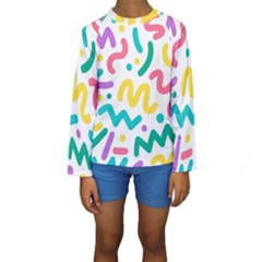 Abstract Pop Art Seamless Pattern Cute Background Memphis Style Kids  Long Sleeve Swimwear by BangZart