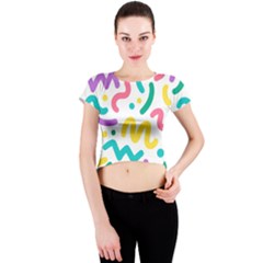 Abstract Pop Art Seamless Pattern Cute Background Memphis Style Crew Neck Crop Top by BangZart