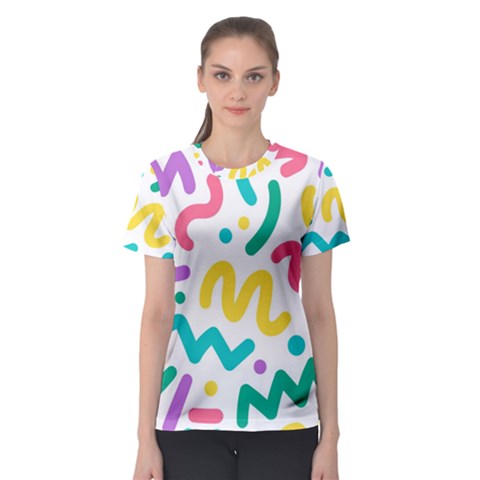 Abstract Pop Art Seamless Pattern Cute Background Memphis Style Women s Sport Mesh Tee by BangZart