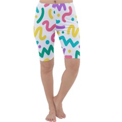 Abstract Pop Art Seamless Pattern Cute Background Memphis Style Cropped Leggings  by BangZart