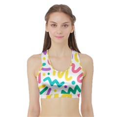 Abstract Pop Art Seamless Pattern Cute Background Memphis Style Sports Bra With Border by BangZart