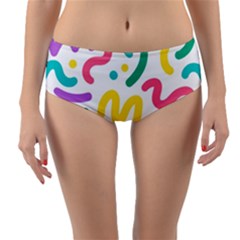 Abstract Pop Art Seamless Pattern Cute Background Memphis Style Reversible Mid-waist Bikini Bottoms by BangZart