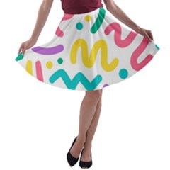 Abstract Pop Art Seamless Pattern Cute Background Memphis Style A-line Skater Skirt by BangZart