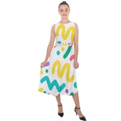 Abstract Pop Art Seamless Pattern Cute Background Memphis Style Midi Tie-back Chiffon Dress by BangZart