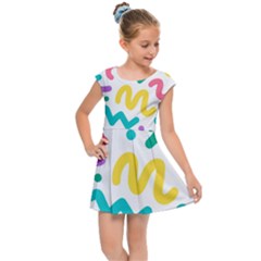 Abstract Pop Art Seamless Pattern Cute Background Memphis Style Kids  Cap Sleeve Dress by BangZart