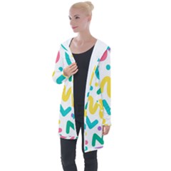 Abstract Pop Art Seamless Pattern Cute Background Memphis Style Longline Hooded Cardigan by BangZart