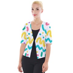 Abstract Pop Art Seamless Pattern Cute Background Memphis Style Cropped Button Cardigan by BangZart