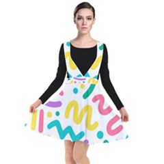 Abstract Pop Art Seamless Pattern Cute Background Memphis Style Plunge Pinafore Dress by BangZart