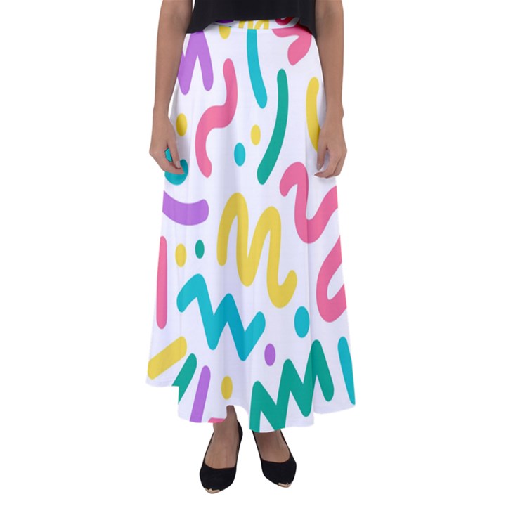 Abstract pop art seamless pattern cute background memphis style Flared Maxi Skirt