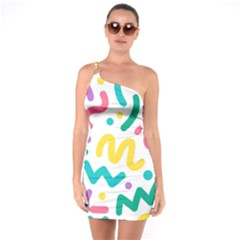 Abstract Pop Art Seamless Pattern Cute Background Memphis Style One Soulder Bodycon Dress by BangZart