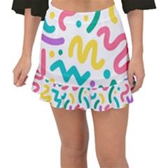 Abstract Pop Art Seamless Pattern Cute Background Memphis Style Fishtail Mini Chiffon Skirt by BangZart