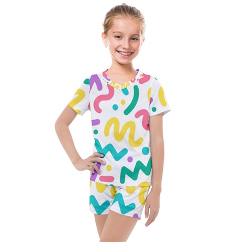 Abstract Pop Art Seamless Pattern Cute Background Memphis Style Kids  Mesh Tee And Shorts Set by BangZart