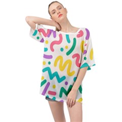 Abstract Pop Art Seamless Pattern Cute Background Memphis Style Oversized Chiffon Top by BangZart