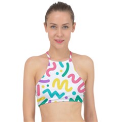 Abstract Pop Art Seamless Pattern Cute Background Memphis Style Racer Front Bikini Top by BangZart