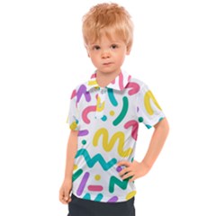 Abstract Pop Art Seamless Pattern Cute Background Memphis Style Kids  Polo Tee