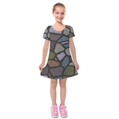 Cartoon Colored Stone Seamless Background Texture Pattern   Kids  Short Sleeve Velvet Dress