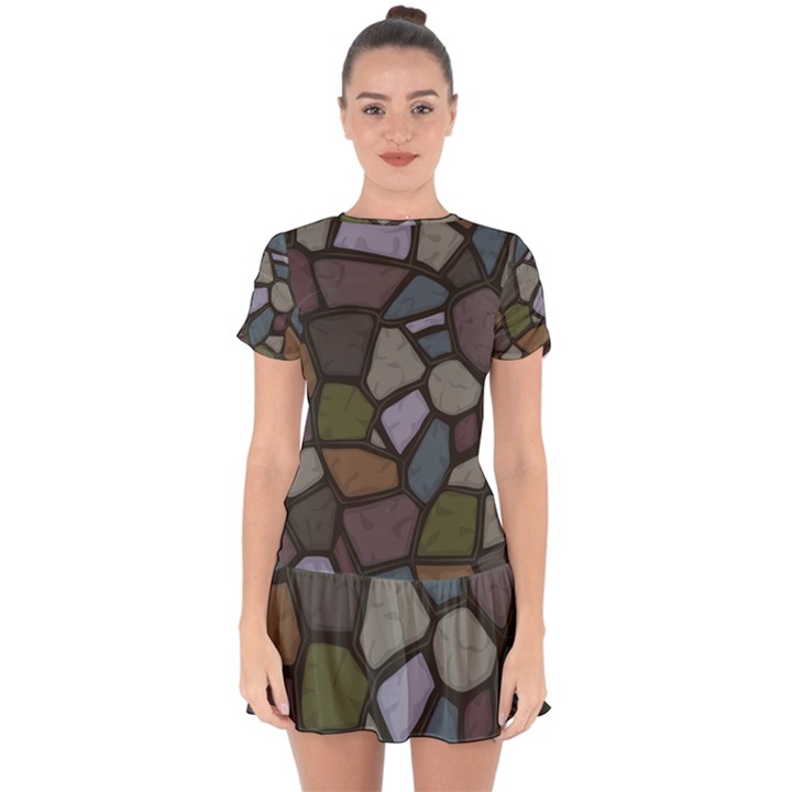 Cartoon colored stone seamless background texture pattern   Drop Hem Mini Chiffon Dress