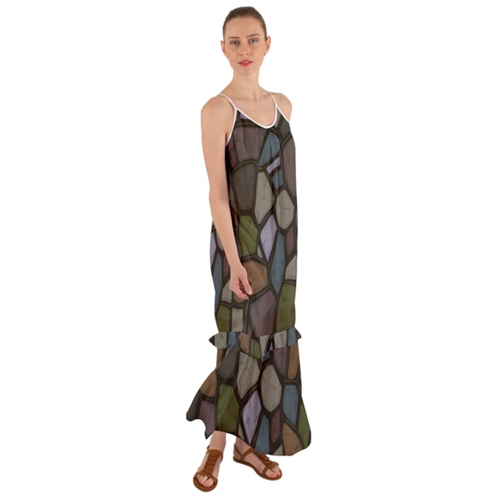 Cartoon colored stone seamless background texture pattern   Cami Maxi Ruffle Chiffon Dress