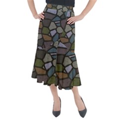 Cartoon Colored Stone Seamless Background Texture Pattern   Midi Mermaid Skirt by BangZart