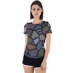 Cartoon Colored Stone Seamless Background Texture Pattern   Back Cut Out Sport Tee