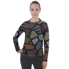 Cartoon Colored Stone Seamless Background Texture Pattern   Women s Pique Long Sleeve Tee