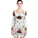 Cute palm volcano seamless pattern Long Sleeve Bodycon Dress View1