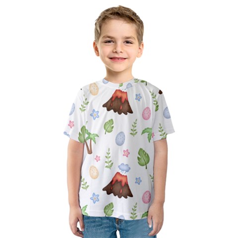 Cute Palm Volcano Seamless Pattern Kids  Sport Mesh Tee by BangZart