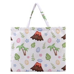 Cute Palm Volcano Seamless Pattern Zipper Large Tote Bag by BangZart