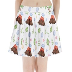 Cute Palm Volcano Seamless Pattern Pleated Mini Skirt by BangZart