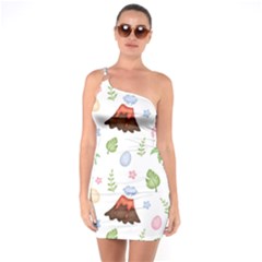 Cute Palm Volcano Seamless Pattern One Soulder Bodycon Dress by BangZart