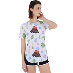 Cute Palm Volcano Seamless Pattern Perpetual Short Sleeve T-shirt