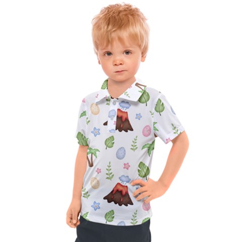 Cute Palm Volcano Seamless Pattern Kids  Polo Tee by BangZart