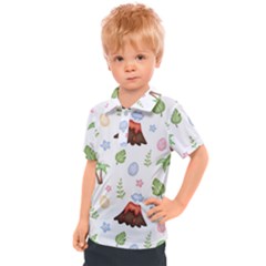 Cute Palm Volcano Seamless Pattern Kids  Polo Tee