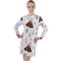 Cute palm volcano seamless pattern Long Sleeve Hoodie Dress View1