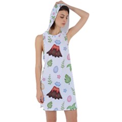 Cute Palm Volcano Seamless Pattern Racer Back Hoodie Dress