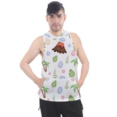 Cute Palm Volcano Seamless Pattern Men s Sleeveless Hoodie