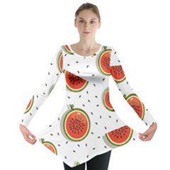 Seamless-background-pattern-with-watermelon-slices Long Sleeve Tunic  by BangZart