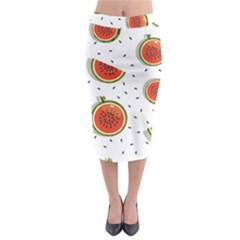 Seamless-background-pattern-with-watermelon-slices Midi Pencil Skirt by BangZart