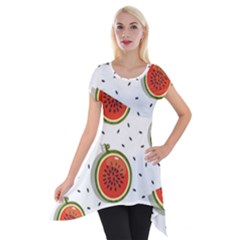 Seamless-background-pattern-with-watermelon-slices Short Sleeve Side Drop Tunic by BangZart