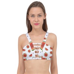 Seamless-background-pattern-with-watermelon-slices Cage Up Bikini Top by BangZart