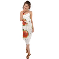 Seamless-background-pattern-with-watermelon-slices Waist Tie Cover Up Chiffon Dress by BangZart