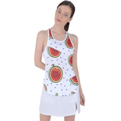 Seamless-background-pattern-with-watermelon-slices Racer Back Mesh Tank Top by BangZart