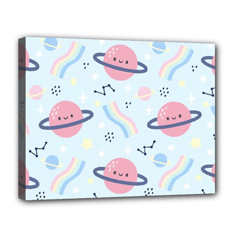 Cute Planet Space Seamless Pattern Background Canvas 14  X 11  (stretched) by BangZart