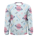 Cute planet space seamless pattern background Men s Long Sleeve Tee View1