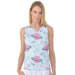 Cute Planet Space Seamless Pattern Background Women s Basketball Tank Top by BangZart