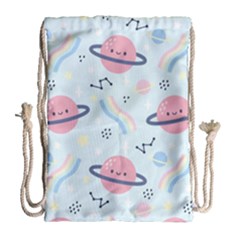 Cute Planet Space Seamless Pattern Background Drawstring Bag (large) by BangZart