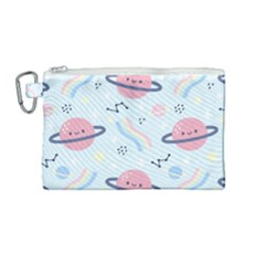 Cute Planet Space Seamless Pattern Background Canvas Cosmetic Bag (medium) by BangZart