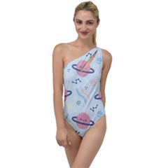 Cute Planet Space Seamless Pattern Background To One Side Swimsuit by BangZart