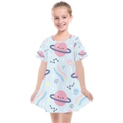 Cute Planet Space Seamless Pattern Background Kids  Smock Dress by BangZart